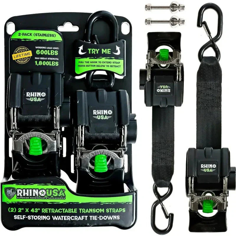 Retractable Boat Trailer Tie Down Straps 2PK | Buy More Save More