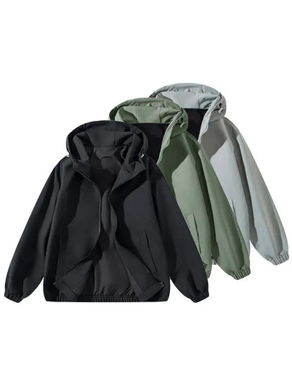 Vintage Washed Zip-Up Streetwear Hoodie