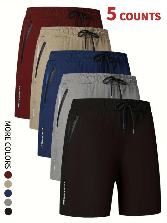 Men's Letter Print Drawstring Shorts 5-Pack