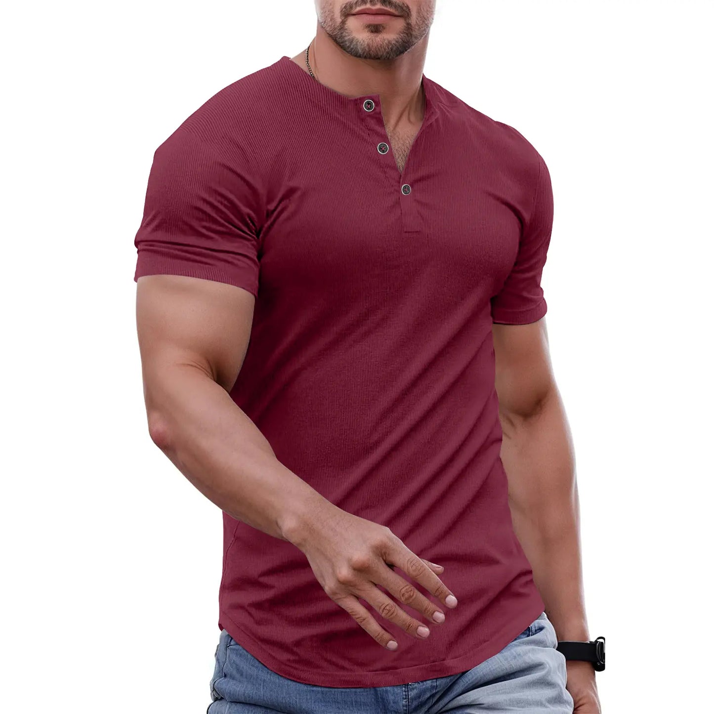 Men's Slim Fit Henley Shirt