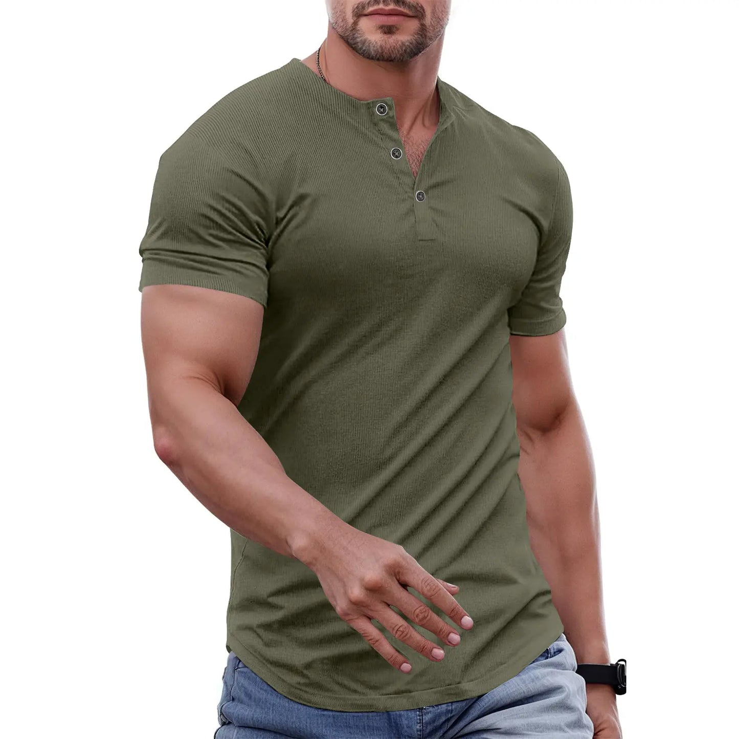 Men's Slim Fit Henley Shirt