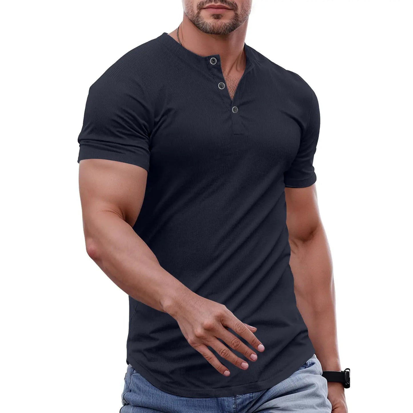 Men's Slim Fit Henley Shirt