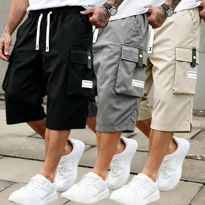 Men's Casual Cargo Shorts – Drawstring Waist & Multi-Pocket