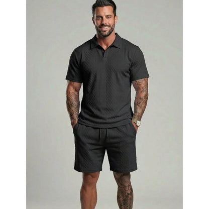 Men's Polo Shirt & Shorts Two-Piece Set