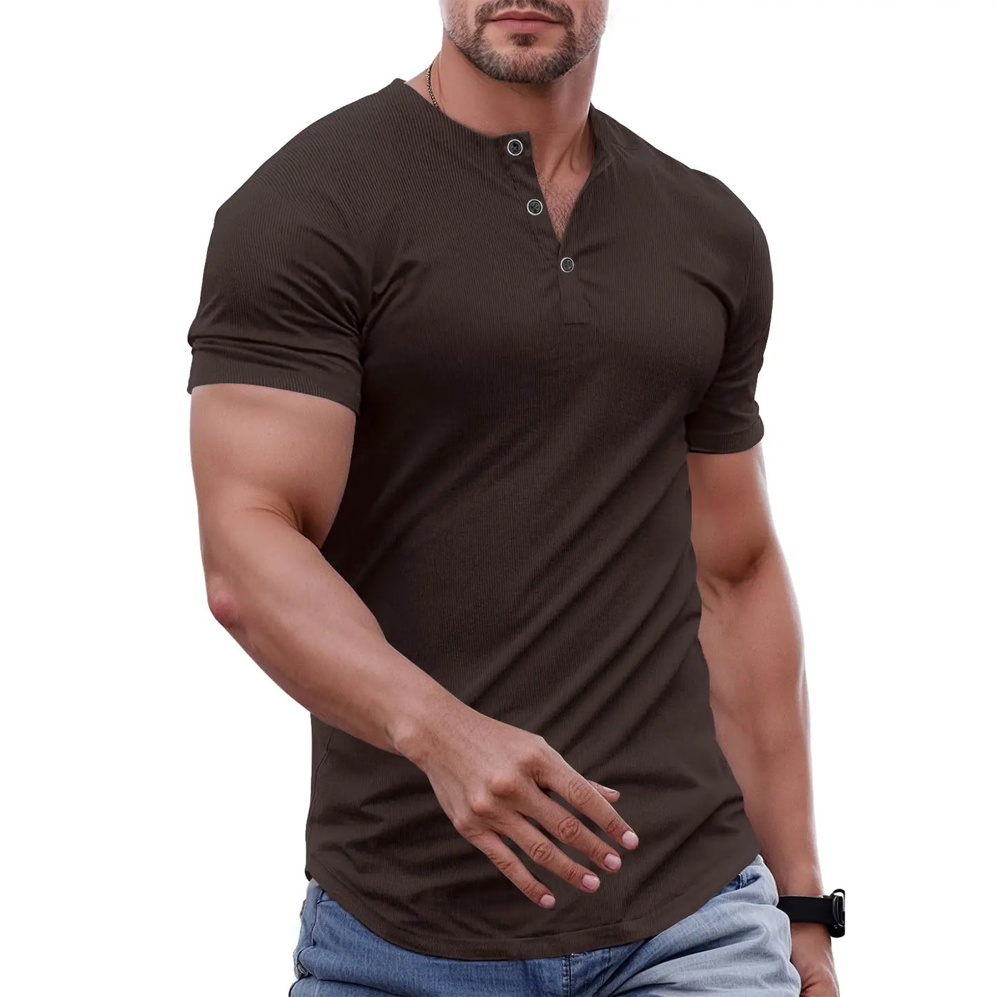 Men's Slim Fit Henley Shirt