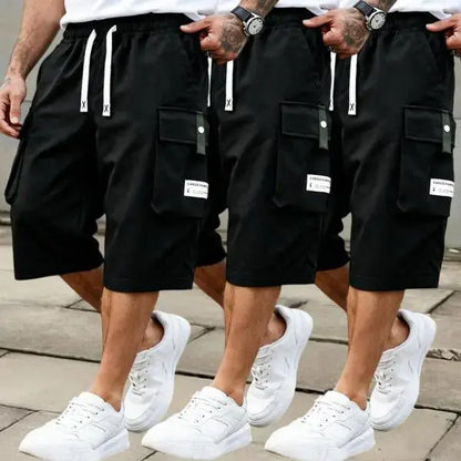 Men's Casual Cargo Shorts – Drawstring Waist & Multi-Pocket