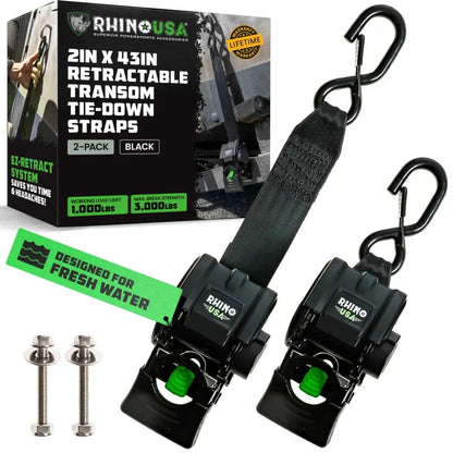 Retractable Boat Trailer Tie Down Straps 2PK | Buy More Save More