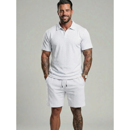 Men's Polo Shirt & Shorts Two-Piece Set