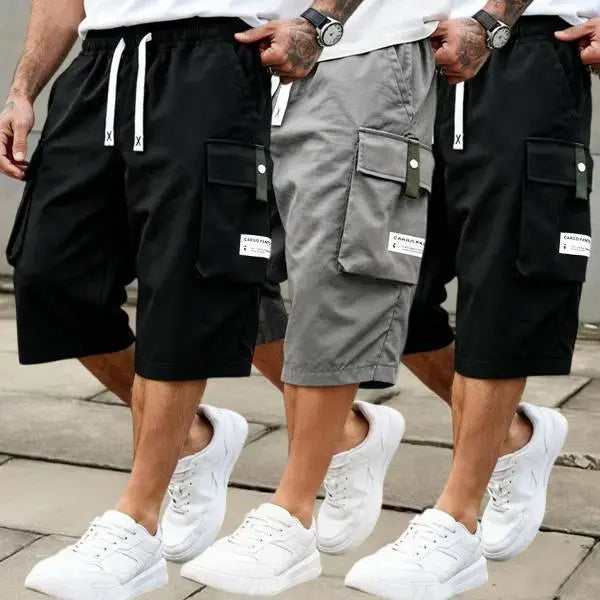 Men's Casual Cargo Shorts – Drawstring Waist & Multi-Pocket