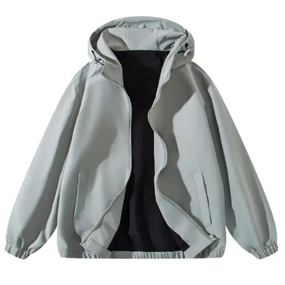 Vintage Washed Zip-Up Streetwear Hoodie