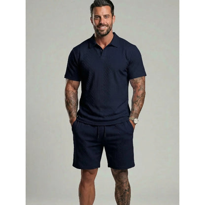 Men's Polo Shirt & Shorts Two-Piece Set