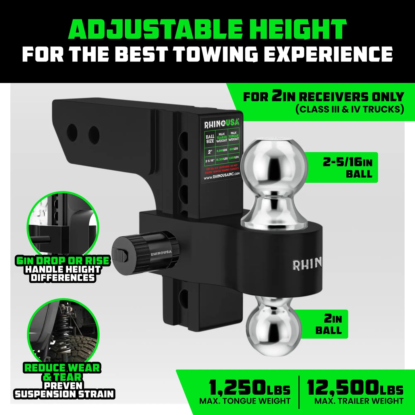 Heavy Duty Adjustable Drop Hitch