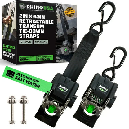 Retractable Boat Trailer Tie Down Straps 2PK | Buy More Save More