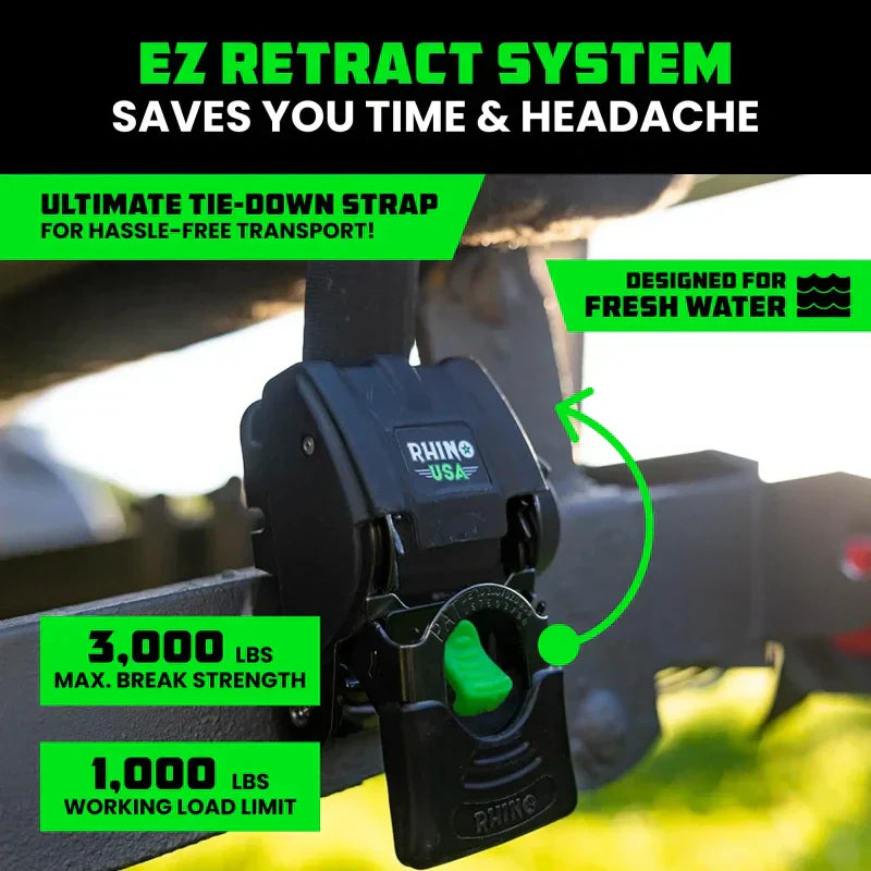 Retractable Boat Trailer Tie Down Straps 2PK | Buy More Save More