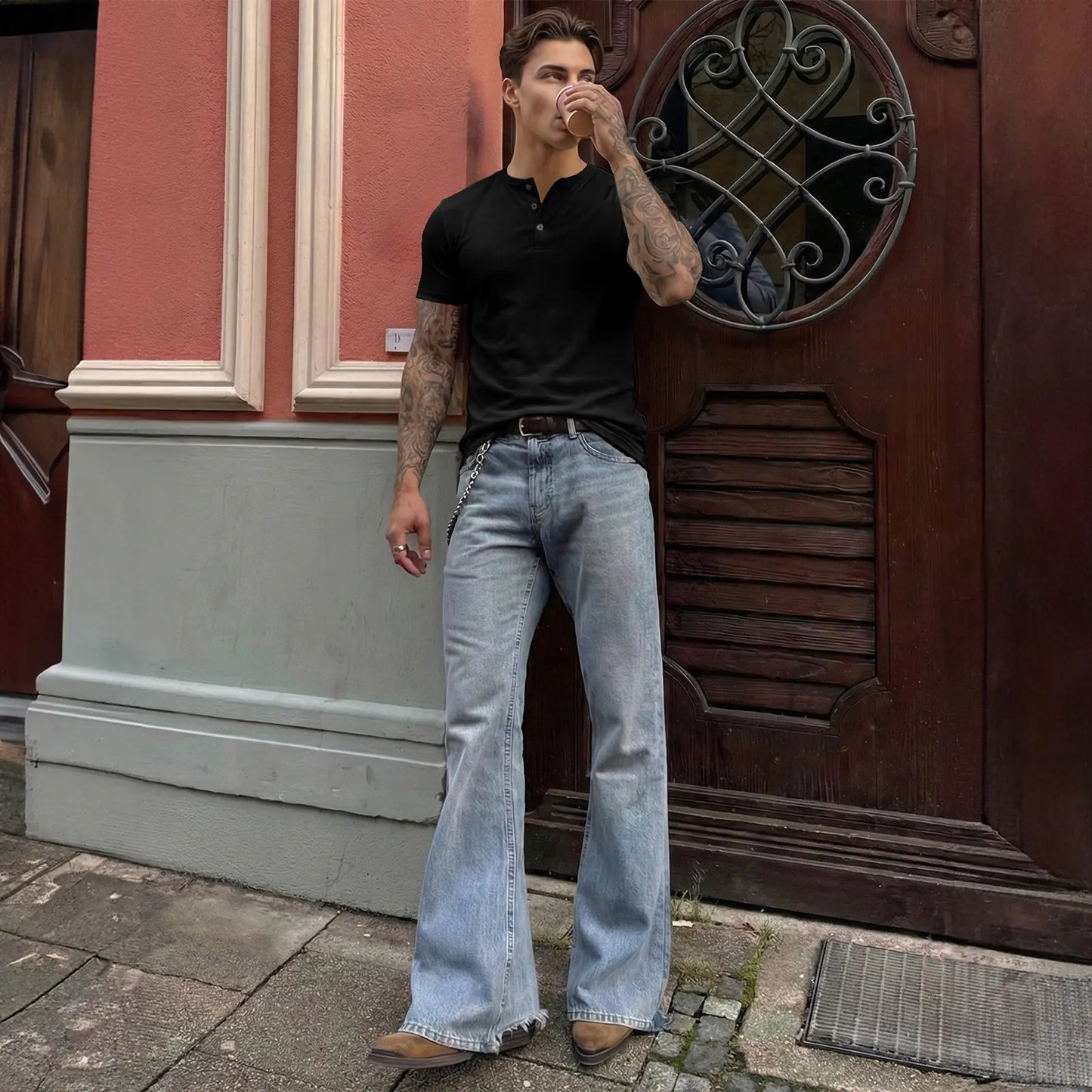 Men's Slim Fit Henley Shirt