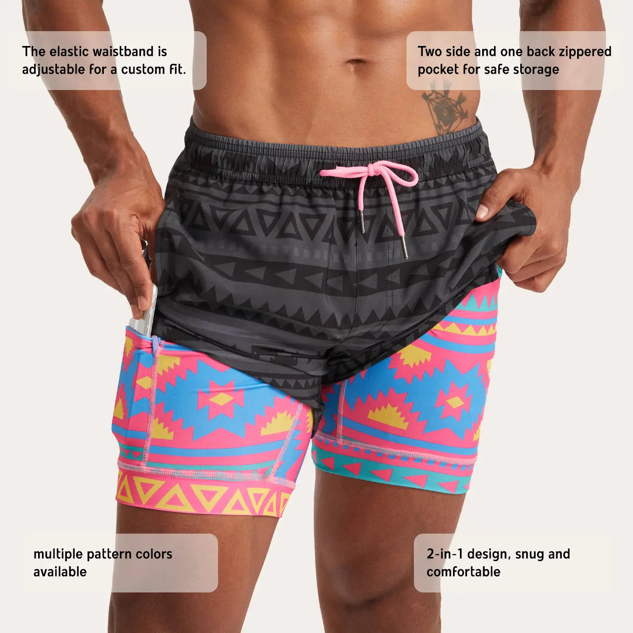 2-in-1 Lined Swim Shorts