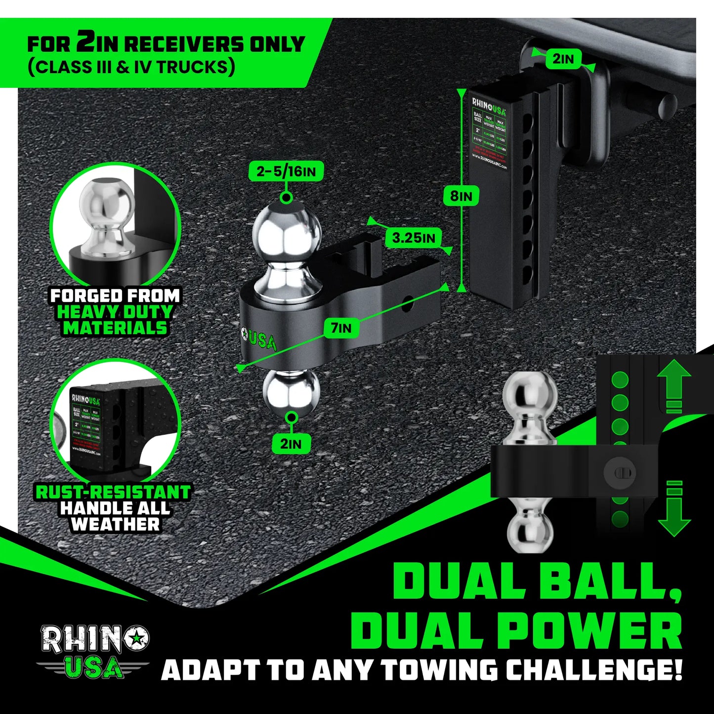 Heavy Duty Adjustable Drop Hitch