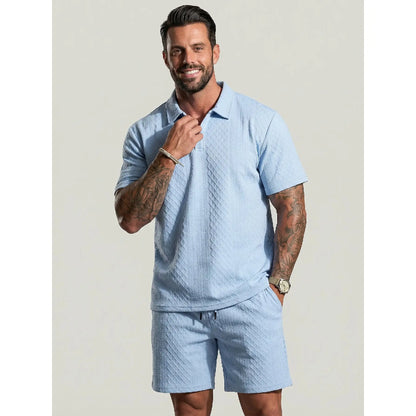 Men's Polo Shirt & Shorts Two-Piece Set