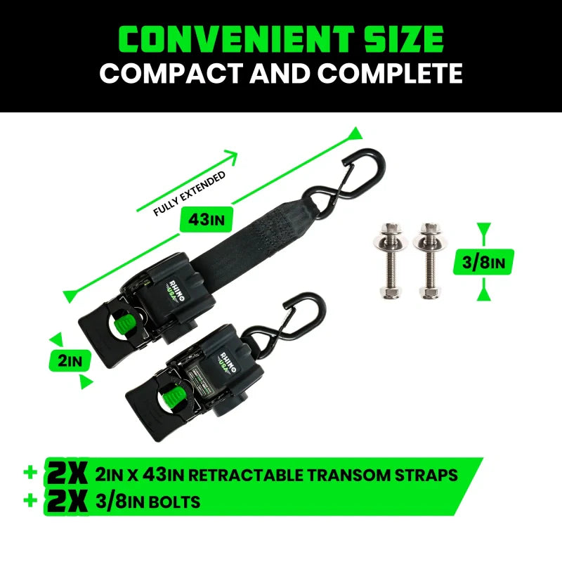 Retractable Boat Trailer Tie Down Straps 2PK | Buy More Save More
