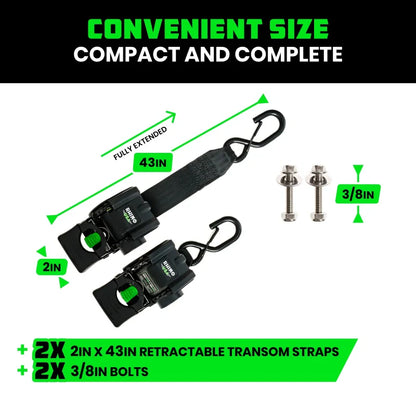 Retractable Boat Trailer Tie Down Straps 2PK | Buy More Save More