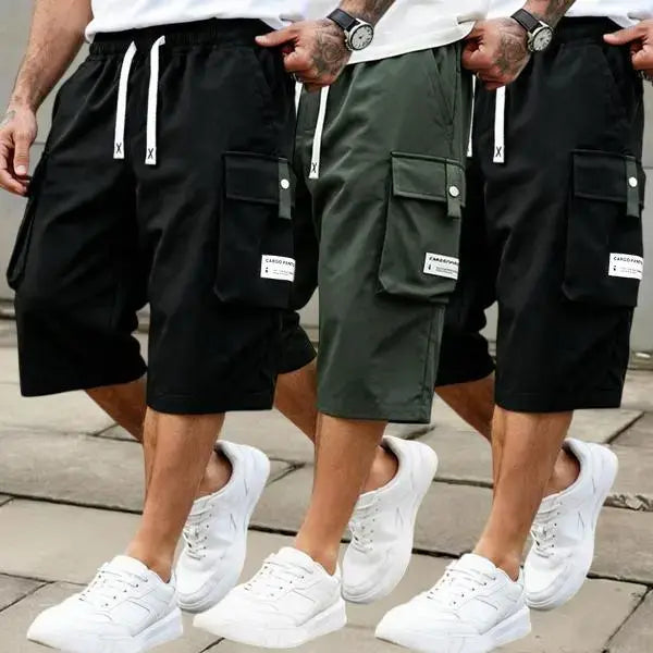 Men's Casual Cargo Shorts – Drawstring Waist & Multi-Pocket