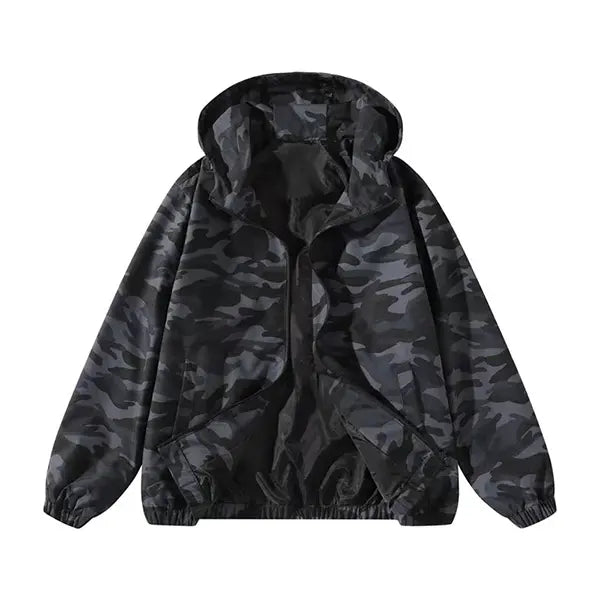 Vintage Washed Zip-Up Streetwear Hoodie