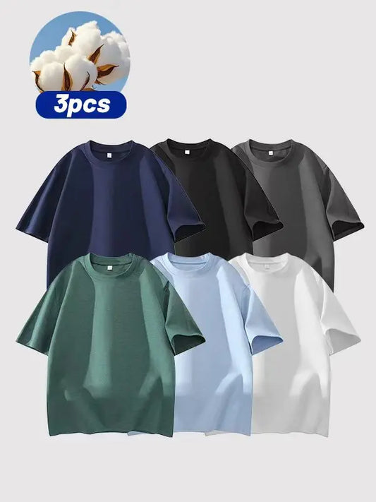 Men's 100% Cotton Crew Neck T-Shirts 3-Pack