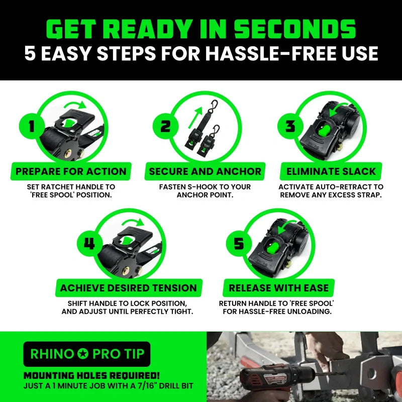 Retractable Boat Trailer Tie Down Straps 2PK | Buy More Save More