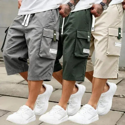Men's Casual Cargo Shorts – Drawstring Waist & Multi-Pocket