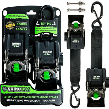 Retractable Boat Trailer Tie Down Straps 2PK | Buy More Save More