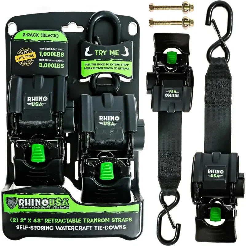 Retractable Boat Trailer Tie Down Straps 2PK | Buy More Save More